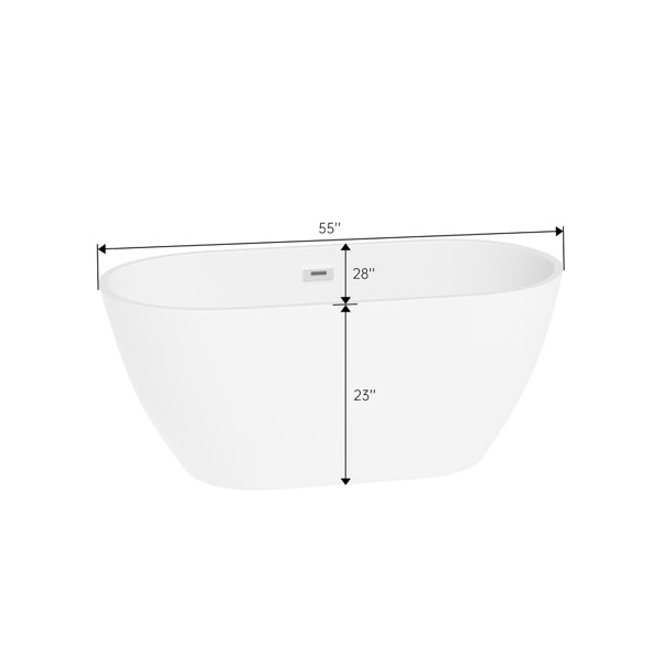 Topcraft 55" x 28" Freestanding Acrylic Soaking Tub Wayfair